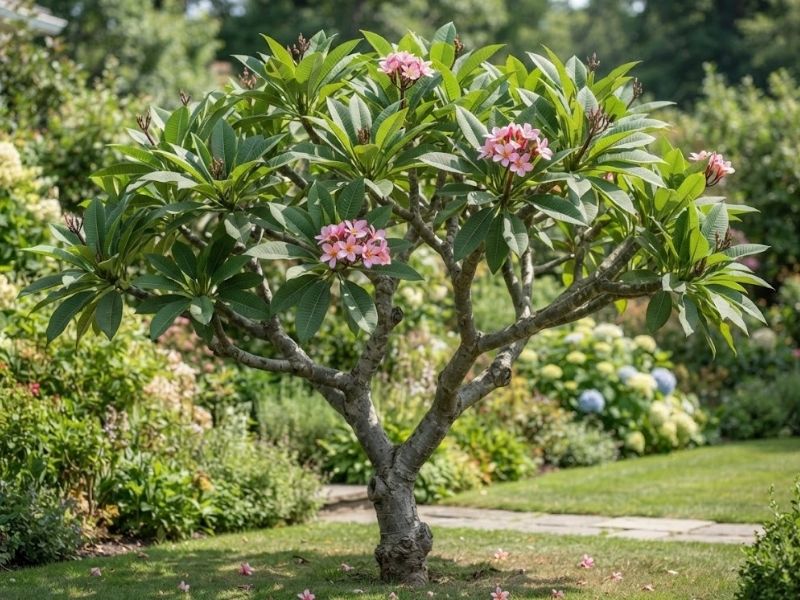 Jasmim manga Plumeria rubra em jardim