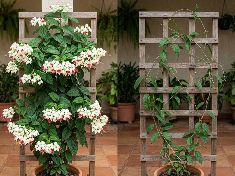 Trepadeira lágrima de cristo com muitas folhas e sem flores