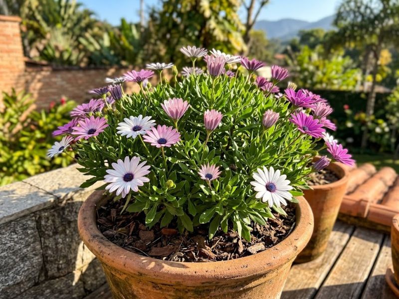 Margarida do cabo cultivada em vaso sob sol direto e boa ventilação