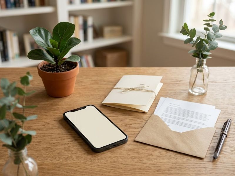 Celular, cartão e folha impressa como formas de enviar mensagens ao pai