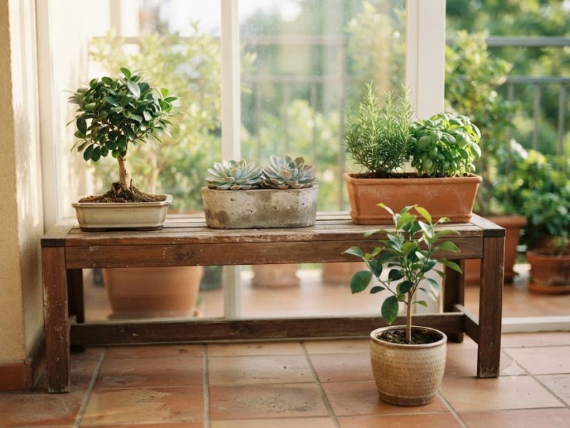 Bonsai, suculentas, mini-horta e limoeiro em vaso para presentear um pai