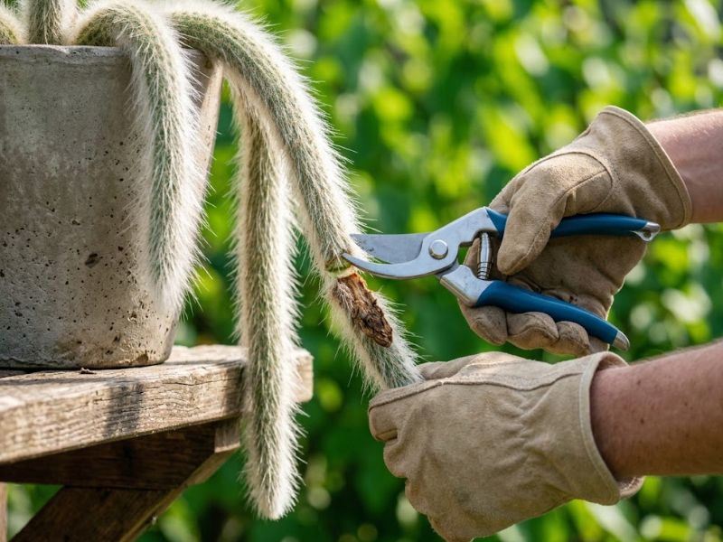 Cacto rabo de macaco com corte limpo após uma poda cuidadosa