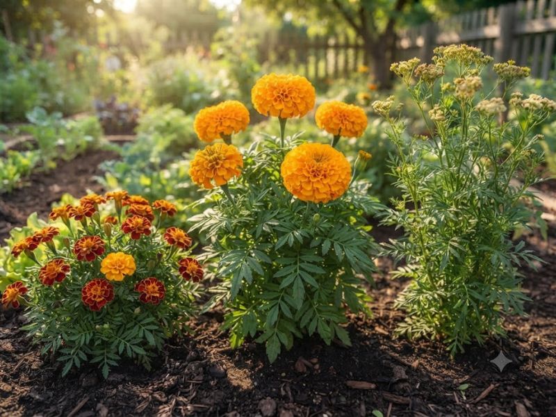 Tagetes patula, Tagetes erecta e Tagetes minuta mostrando os principais tipos de cravo-de-defunto