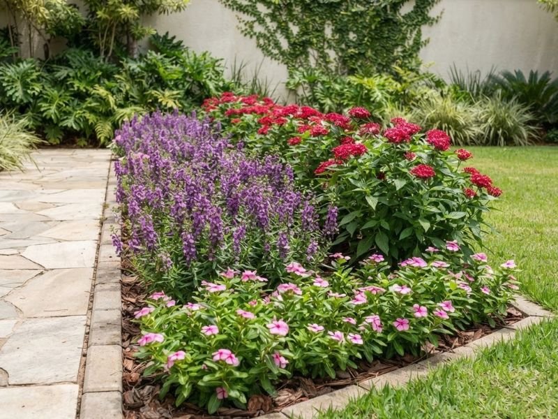 Flores para canteiros no verão organizadas em diferentes alturas no jardim