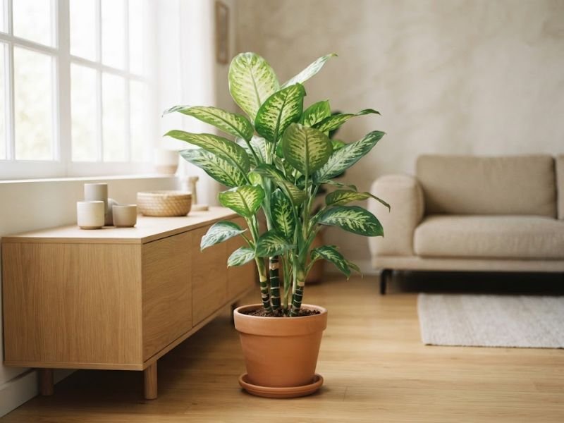 Comigo ninguém pode cultivada dentro de sala clara próxima à janela