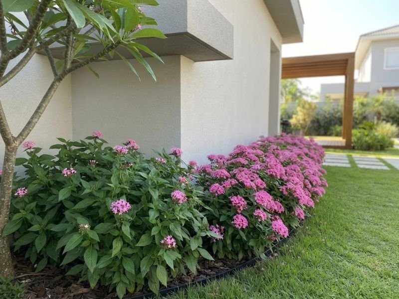 Estrelas do Egito com poucas flores na sombra e floração mais abundante em área iluminada