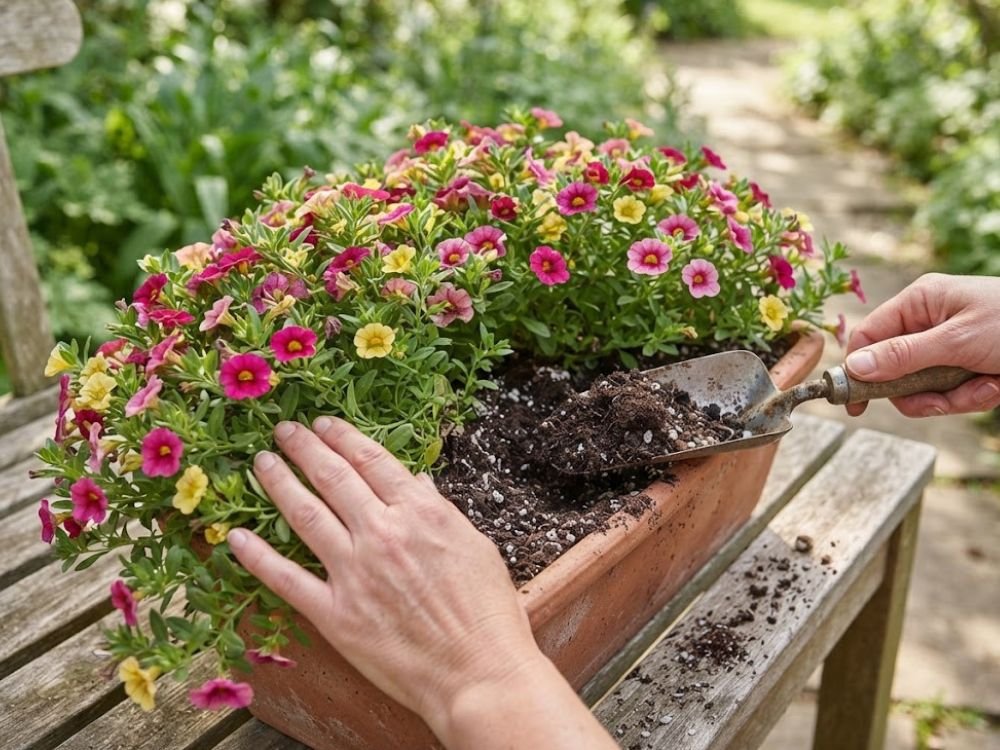 Substrato leve e adubação para cultivo de calibrachoa em vaso