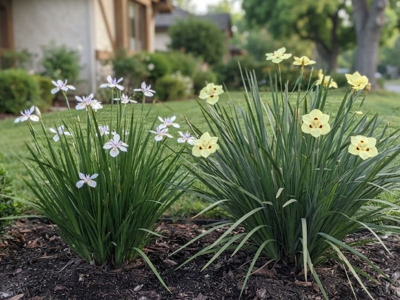 Moreia branca e moreia amarela cultivadas no mesmo jardim