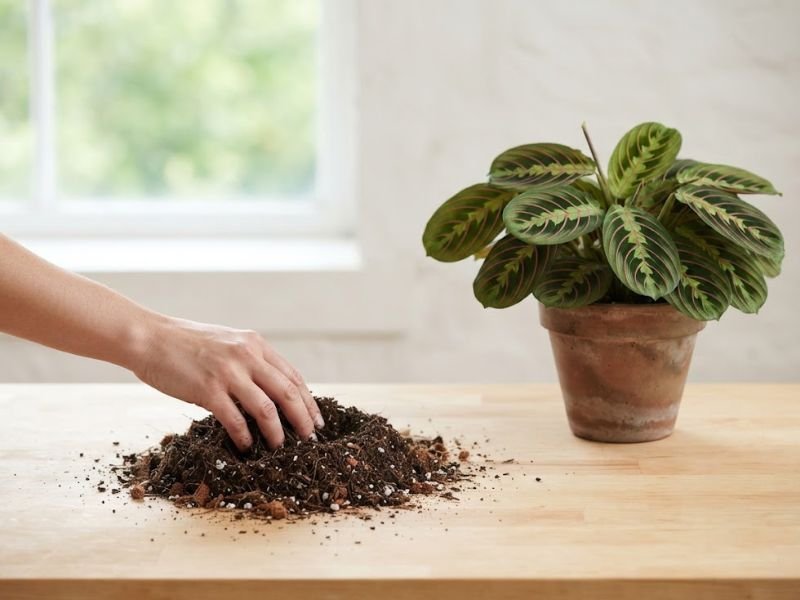 Substrato leve e aerado preparado para o cultivo da maranta leuconeura