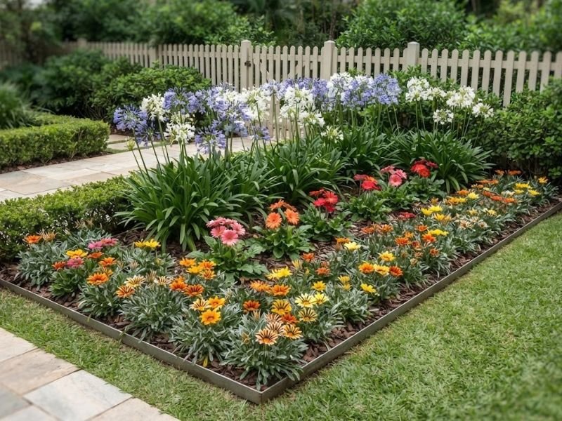 Flores perenes para canteiros com agapantos, gérberas e gazânias