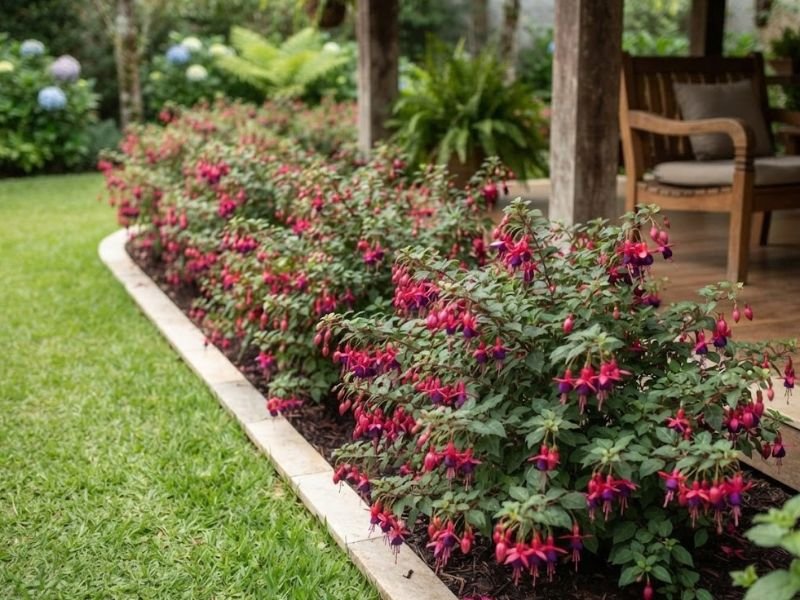 Brinco de princesa florido em área protegida do jardim