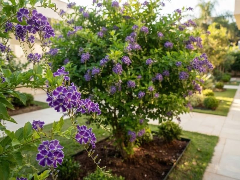 Duranta erecta adulta florida em jardim residencial