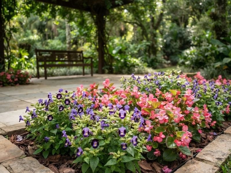 Flores para canteiros de meia sombra em área clara e protegida