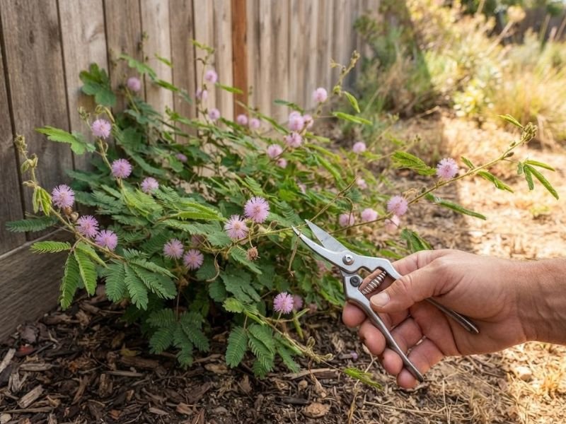 Poda leve em ramo alongado de Mimosa pudica